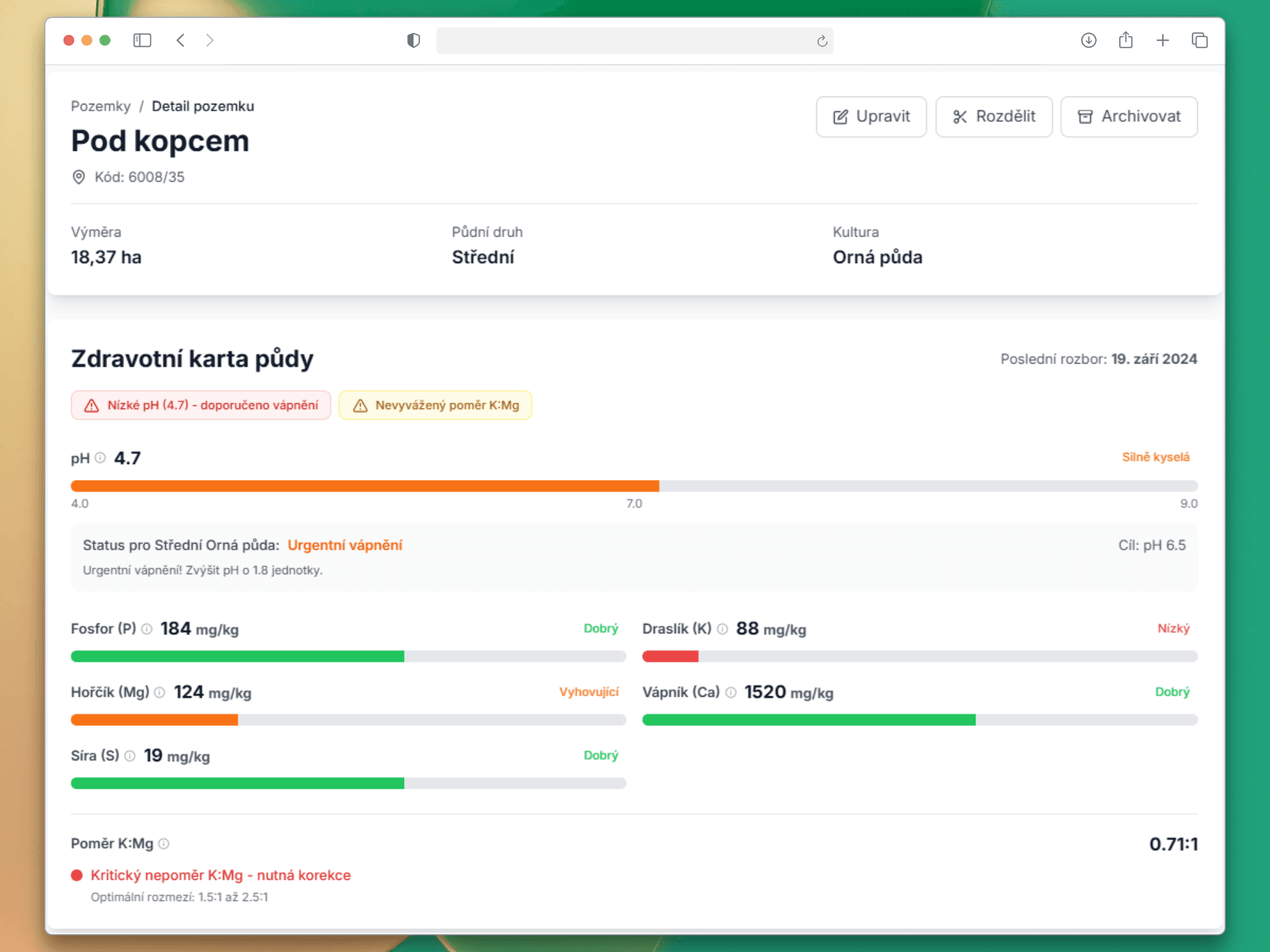 Zdravotní karta půdy